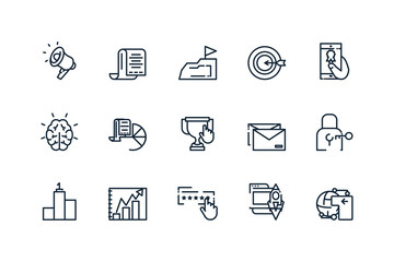 Sticker - Isolated digital marketing icon set vector design