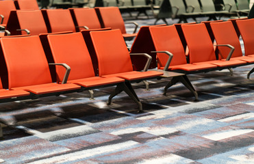 Wall Mural - Chairs in modern airport terminal