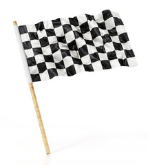 Checkered race flag isolated on white background. 3D illustration