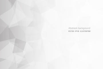 Abstract geometric white and gray polygon or lowpoly vector technology concept background.