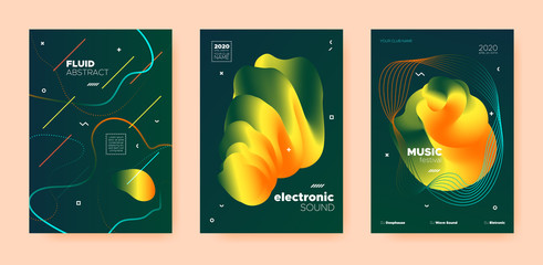 Poster - House Music Poster. Wave Gradient Blend. Night 3d 