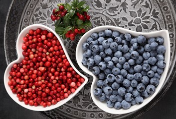 Wall Mural - Blueberries and cowberries.