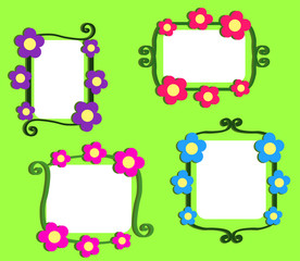 Floral frame on a green background. Collection. Vector illustration.