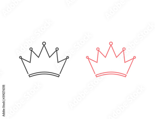 Crown Logo Template. Line icon set. Vector illustration Flat Poster Mural XXL