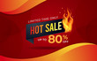 Hot Sale background template with burning tag. Discount label special offer shopping banner