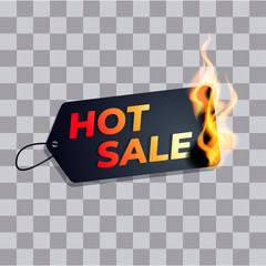 Canvas Print - Hot Sale label price tag burn in fire vector illustration