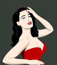 Retro Pin-up Girl In A Red Dress
