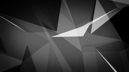 Poster - 3d illustration of dark grey triangles background.