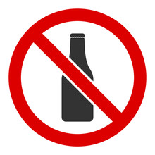No Beer Bottle Vector Icon. Flat No Beer Bottle Pictogram Is Isolated On A White Background.