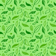 © Design Couple - Organic seamless pattern and vegetarian background with leaves. Modern ornament. Green packaging design template with raw textures. Label tag design, vegan food, natural eco cosmetics, bio concept.