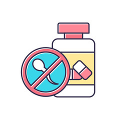 Sticker - Birth control color icon. Oral contraceptive. Female healthcare. Unintended pregnancy prevention. Medication and pills. Predmenstrual aid prescription. Isolated vector illustration