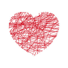 vector red heart in grunge style on white background