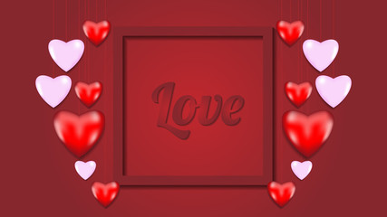 Wall Mural - love background design. 3D vector illustration