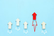 Business competition concept, red arrow leading the race