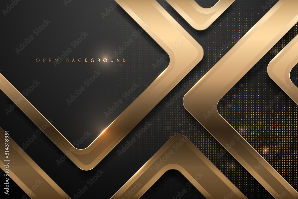 Abstract black and gold geometric background - obrazy, fototapety, plakaty 