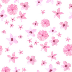  Seamless pattern with pink  anemones