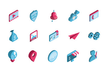 Sticker - Isolated digital marketing icon set vector design