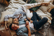 © dimadasha - Photo session of a beautiful young couple. Incendiary meeting of a guy and a girl.