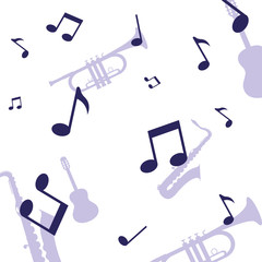 Poster - Music notes and instruments vector design