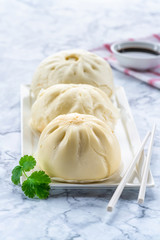 Canvas Print - Chinese steamed buns with meat and vegetables