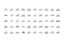 Isolated Silhouettes Bikes Icon Set Vector Design