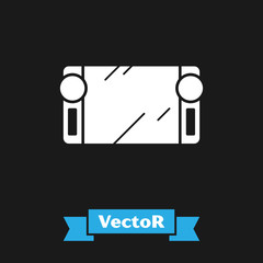 White Portable video game console icon isolated on black background. Gamepad sign. Gaming concept. Vector Illustration