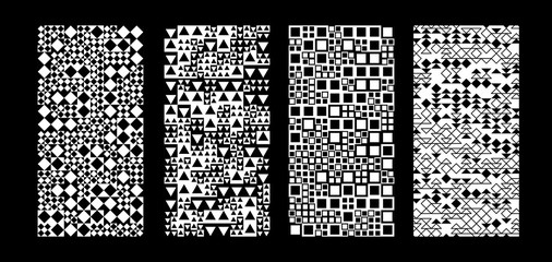 Wall Mural - set of black and white tessellation patterns textures - generative mosaic background