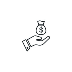 Aufkleber - Earn money icon. Pictograph of money on hand icon template color editable. Pictograph of money on hand symbol vector sign isolated on white background illustration for graphic and web design.