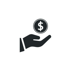 Aufkleber - Earn money icon. Pictograph of money on hand icon template color editable. Pictograph of money on hand symbol vector sign isolated on white background illustration for graphic and web design.