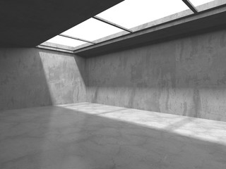 Dark concrete empty room. Modern architecture design