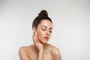 beautiful young woman with clean fresh skin.girl beauty face. facial treatment. skin care. cosmetolo