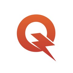 Wall Mural - Letter Q thunder power shape logo icon. Electrical Icon logo concept.	