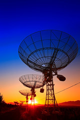 Wall Mural - the silhouette of a radio telescope observatory