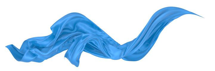 Wall Mural - Abstract background of blue wavy silk or satin. 3d rendering image.