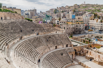 AMMAN, JORDAN - MARCH 19, 2017: View of the Roman Theatre in Amman.