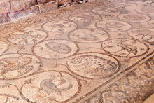 Mosaic At The Floor Of The Byzantine Church Ruin In The Ancient City Petra, Jordan