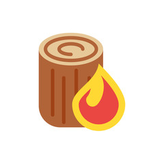 Sticker - Isolated flame and wood trunk vector design