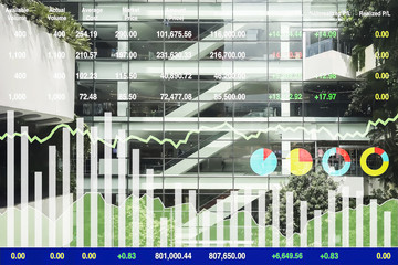 Wall Mural - Business financial stock index data show growth rate  successful  investment  on department store for report and presentaion background.