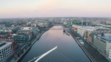 Aerial Fly Through Of Ireland's Capitol City, Dublin, Shot In 4K This Aerial Footage Starts At The Samual Beckett Bridge And Goes All The Way Passed Liberty Hall.