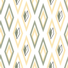 Out Of Sync Green And Yellow Diamonds On White Background Seamless Vector Repeat Surface Pattern Design