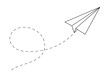 Paper plane following a path. Airplane track or route with dotted lines. Vector illustration.Печать