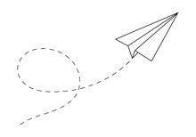 Paper Plane Following A Path. Airplane Track Or Route With Dotted Lines. Vector Illustration.Печать
