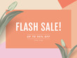 Minimalist flash sale banner mockup template design, rectangle frame decorated with tulip flowers in orange tones