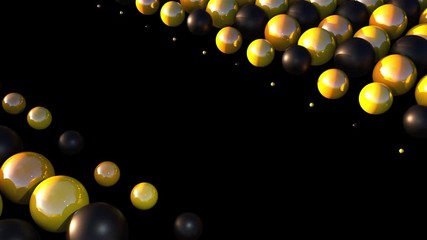 Aufkleber - Computer generated smooth black and gold spheres. 3d rendering of geometric background