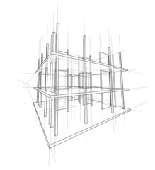 Aufkleber - drawing of a house under construction. vector