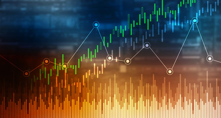 Poster - 2d rendering Stock market online business concept. business Graph 