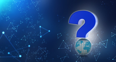 Poster - 3d rendering question mark and globe