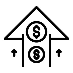 Poster - Money up arrow icon. Outline money up arrow vector icon for web design isolated on white background