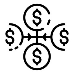 Poster - money coins cross icon. outline money coins cross vector icon for web design isolated on white backg