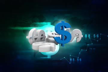 Poster - 3d rendering usd Dollar symbol 